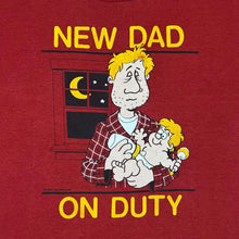 Load image into Gallery viewer, Vintage Screen Stars (1988) NEW DAD ON DUTY Novelty Cartoon Spellout Graphic Single Stitch T-Shirt