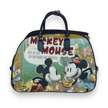 Load image into Gallery viewer, Early 00's DISNEY Mickey Mouse Woven Tapestry Design Pull Along Weekend Carry Bag Holdall