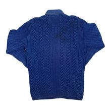 Load image into Gallery viewer, Vintage BLUE WILLI'S Made In Denmark Cable Knit Denim Collared Button Cardigan Jumper