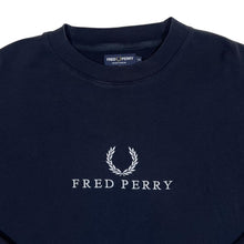 Load image into Gallery viewer, FRED PERRY Classic Embroidered Big Logo Spellout Black Crewneck Sweatshirt