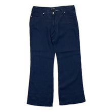 Load image into Gallery viewer, Early 00's ARMANI JEANS AJ Classic Navy Bue 100% Linen Wide Leg Trousers