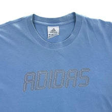 Load image into Gallery viewer, Early 00's Adidas Logo Spellout Graphic Faded Blue T-Shirt