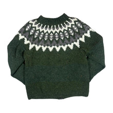 Load image into Gallery viewer, Vintage 90's Handmade Icelandic Fair Isle Patterned Wool Zip Sweater Cardigan