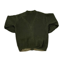 Load image into Gallery viewer, Vintage 90's MAYBORNE OF BOURNEMOUTH Suede Panel Acrylic Wool Knit Button Cardigan Sweater Jumper