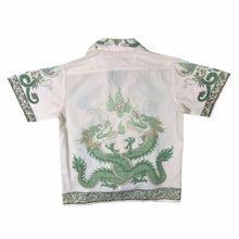 Load image into Gallery viewer, Early 00's Gothic Y2K Traditional Dragon Graphic Cream Green Short Sleeve Shirt