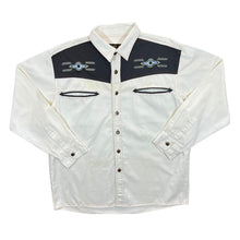 Load image into Gallery viewer, Atlas For Men Cowboy Western Embroidered Aztec White Grey Long Sleeve Shirt