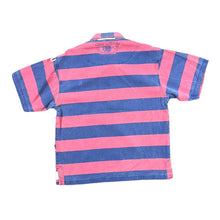 Load image into Gallery viewer, Early 00's DEAL Washed Red Blue Colour Block Striped 1/4 Button Short Sleeve Cotton Deck Shirt