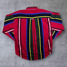 Load image into Gallery viewer, Vintage 90's Hunting Horn Bold Multi Colour Striped Cotton Long Sleeve Button-Up Shirt