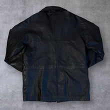 Load image into Gallery viewer, Vintage Bills Leatherwear Pattern Lined Classic Black Genuine Real Leather Zip Jacket