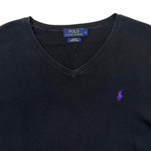 Load image into Gallery viewer, POLO RALPH LAUREN Slim Fit Pima Cotton Embroidered Mini Logo Black V-Neck Sweater Jumper