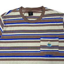 Load image into Gallery viewer, HUF Classic Embroidered Mini Pocket Logo Multi Striped Short Sleeve Cotton T-Shirt
