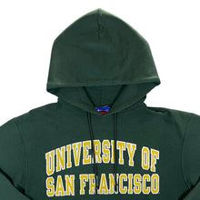 Load image into Gallery viewer, Champion UNIVERSITY OF SAN FRANCISCO College Spellout Graphic Green Hoodie