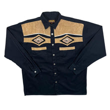 Load image into Gallery viewer, Vintage Atlas For Men Cowboy Western Black Brown Cotton Long Sleeve Shirt