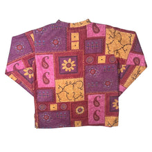 Load image into Gallery viewer, Vintage Pink Red Orange Hippy Floral Paisley Patterned Long Sleeve Smock Shirt