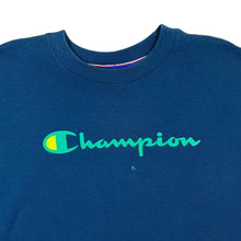 Load image into Gallery viewer, CHAMPION Classic Big Logo Spellout Graphic Blue Crewneck Sweatshirt
