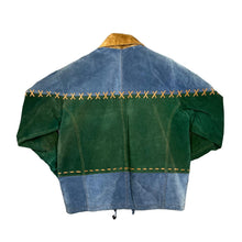 Load image into Gallery viewer, Vintage 90's FASHION INC Cowboy Western Style Genuine Real Suede Leather Colour Block Bomber Jacket
