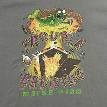Load image into Gallery viewer, WEIRD FISH "Trouble Brewing" Cartoon Novelty Spellout Graphic T-Shirt