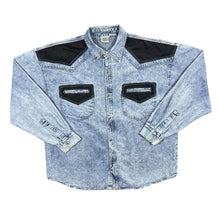 Load image into Gallery viewer, Vintage Men's Company Cowboy Western Acid Wash Blue Denim Long Sleeve Shirt