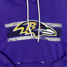 Load image into Gallery viewer, NFL Vintage BALTIMORE RAVENS Embroidered Distressed Effect Purple Pullover Hoodie