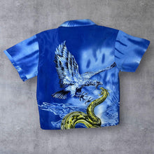 Load image into Gallery viewer, Early 00's B.A.M. Shirt Goth Y2K Eagle Serpent Graphic Blue Short Sleeve Shirt