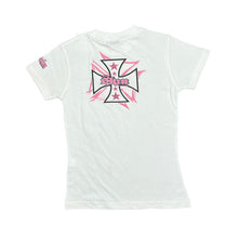 Load image into Gallery viewer, Early 00's SKIN INDUSTRIES Gothic Biker Tattoo Y2K Logo Spellout Graphic T-Shirt