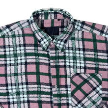 Load image into Gallery viewer, Vintage Pink Green Black White Plaid Check Long Sleeve Flannel Cotton Shirt