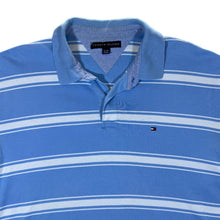 Load image into Gallery viewer, TOMMY HILFIGER Embroidered Mini Logo Blue White Striped Short Sleeve Polo Shirt