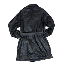 Load image into Gallery viewer, Vintage MILAN LEATHER Genuine Real Black Leather Belted Button Jacket