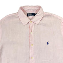 Load image into Gallery viewer, Vintage POLO RALPH LAUREN Classic Embroidered Mini Logo Long Sleeve Pink Linen Shirt