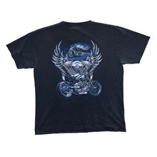 Load image into Gallery viewer, Early 00's WILD Biker Gothic Eagle Wolf Wildlife Graphic Black T-Shirt