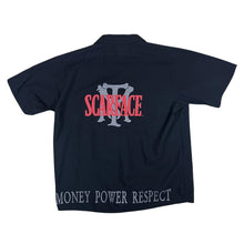 Load image into Gallery viewer, Early 00's Dragonfly SCARFACE Universal Studios Cult Gangster Movie Black Short Sleeve Shirt