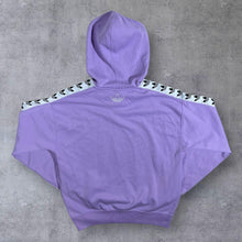 Load image into Gallery viewer, Adidas Logo Tape Sleeve Mini Spellout Purple Pullover Hoodie