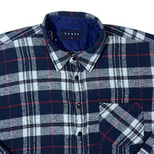 Load image into Gallery viewer, Vintage Vesta Blue White Red Plaid Check Long Sleeve Flannel Shirt