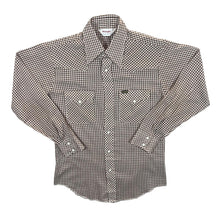 Load image into Gallery viewer, Vintage Wrangler Made In USA Cowboy Western Brown Check Popper Long Sleeve Shirt