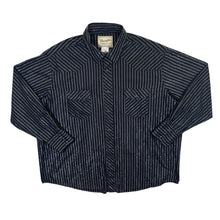Load image into Gallery viewer, Vintage Wrangler Western Shirts Cowboy Black Grey Striped Long Sleeve Shirt