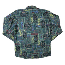 Load image into Gallery viewer, Vintage International Waters Crazy Abstract Patterned Green Long Sleeve Flannel Shirt