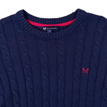Load image into Gallery viewer, Crew Clothing Co. Classic Navy Blue Mini Logo Cotton Cable Knit Sweater Jumper