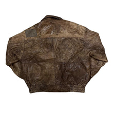 Load image into Gallery viewer, Vintage 90's CHARLIE'S Distressed Effect Brown Real Genuine Leather Bomber Jacket