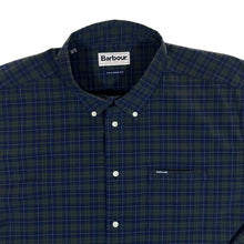 Load image into Gallery viewer, Barbour "Tailored Fit" Navy Blue Green Tartan Check Long Sleeve Button-Up Cotton Shirt