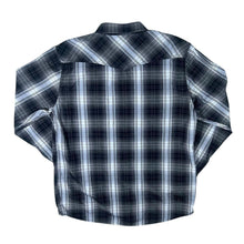 Load image into Gallery viewer, Vintage Attrak Jeans Cowboy Western Black White Grey Plaid Check Long Sleeve Popper Shirt