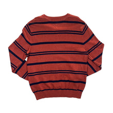 Load image into Gallery viewer, TOMMY HILFIGER Embroidered Mini Logo Striped V-Neck Sweater Jumper