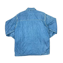 Load image into Gallery viewer, Early 00's CAT Caterpillar Mini Patch Logo Blue Denim Zip Over Shirt