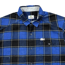 Load image into Gallery viewer, LACOSTE SPORT Classic Blue Black Plaid Check Mini Logo Long Sleeve Flannel Shirt
