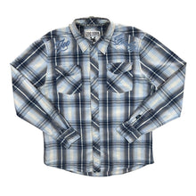 Load image into Gallery viewer, Zoo York Cowboy Western Skater Blue Check Popper Button Long Sleeve Shirt