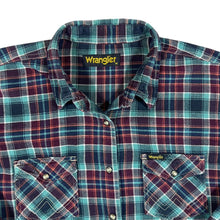 Load image into Gallery viewer, Vintage WRANGLER Plaid Check Western Popper Button Long Sleeve Flannel Shirt