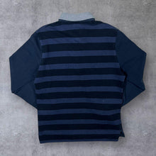 Load image into Gallery viewer, Lacoste Mini Logo Navy Blue Striped Long Sleeve Polo Shirt