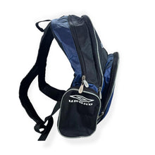 Load image into Gallery viewer, Early 00's Umbro Embroidered Logo Spellout Black Blue Rucksack Backpack Bag