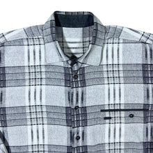 Load image into Gallery viewer, Vintage Grey White Black Mix Plaid Check Long Sleeve Flannel Shirt