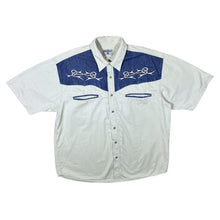 Load image into Gallery viewer, Vintage John Baner Cowboy Western Embroidered Cream Blue Short Sleeve Shirt