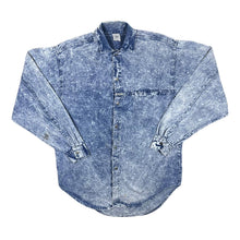 Load image into Gallery viewer, Vintage 90's Traffic Acid Wash Blue Denim Long Sleeve Cotton Shirt